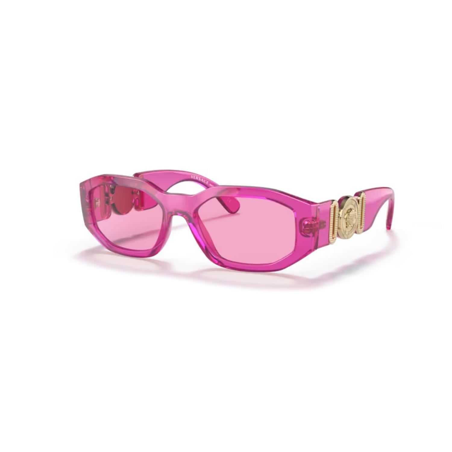 Versace VE 4361 53345 53 Kadın Geometrik Şeffaf Pembe Kemik Güneş Gözlüğü