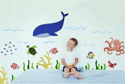 Piktura Duvar Dekorasyon Kendin Yap (Diy) Kiti (Okyanus Canlıları/balık + Küçük Balıklar + Sarı Deniz Bitkisi)