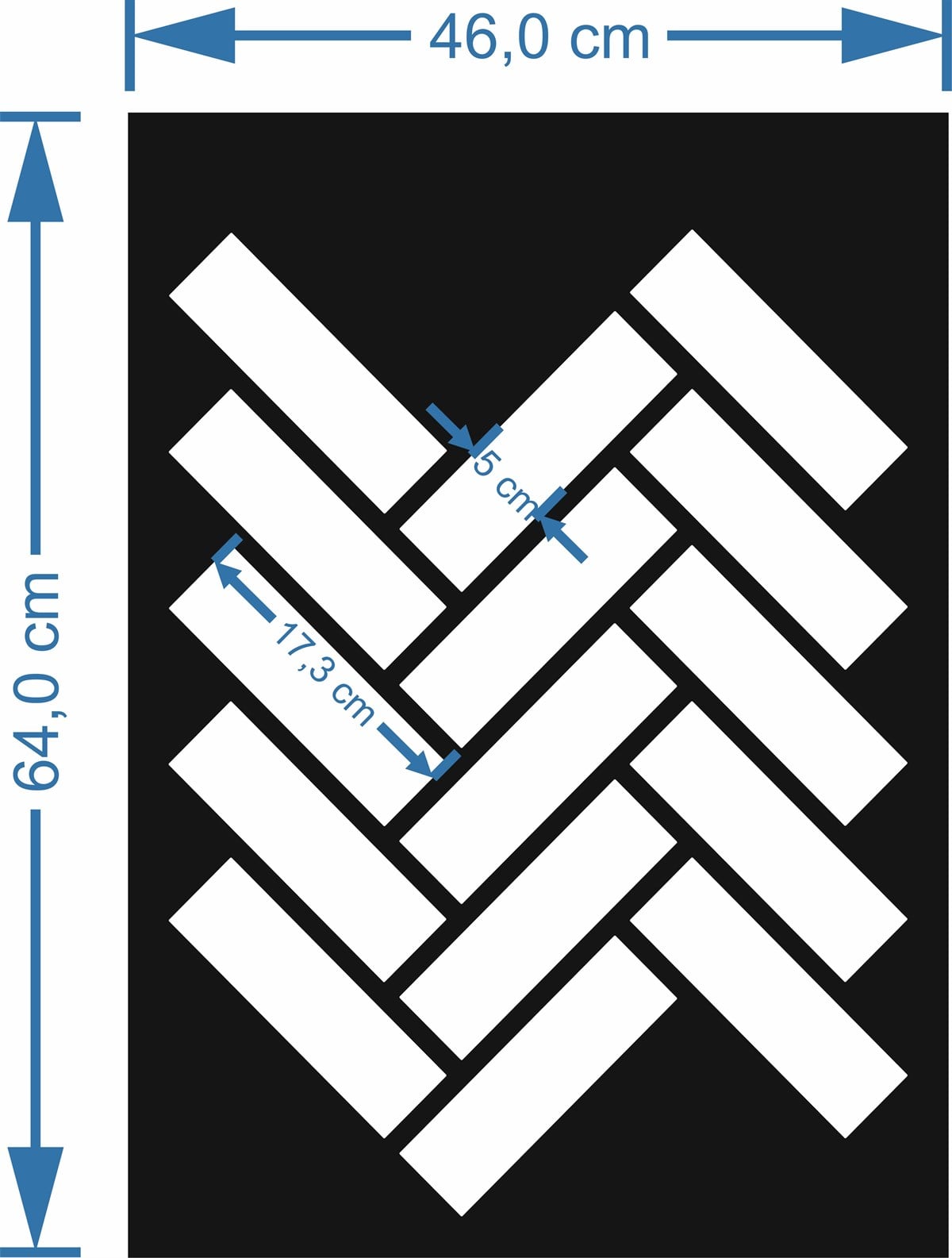 Tuğla Stencil Şablon (Bricks Stencil) Balık Sırtı Model_İ