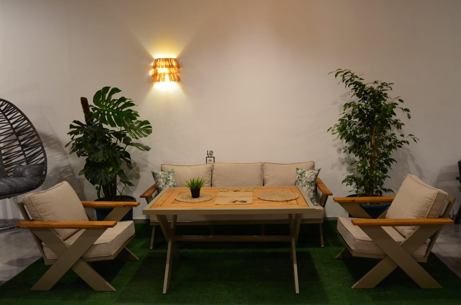 Best Garden Alüminyum Paslanmaz Bahçe Koltuk Takım Krem 3+1+1+ Masa+Puf