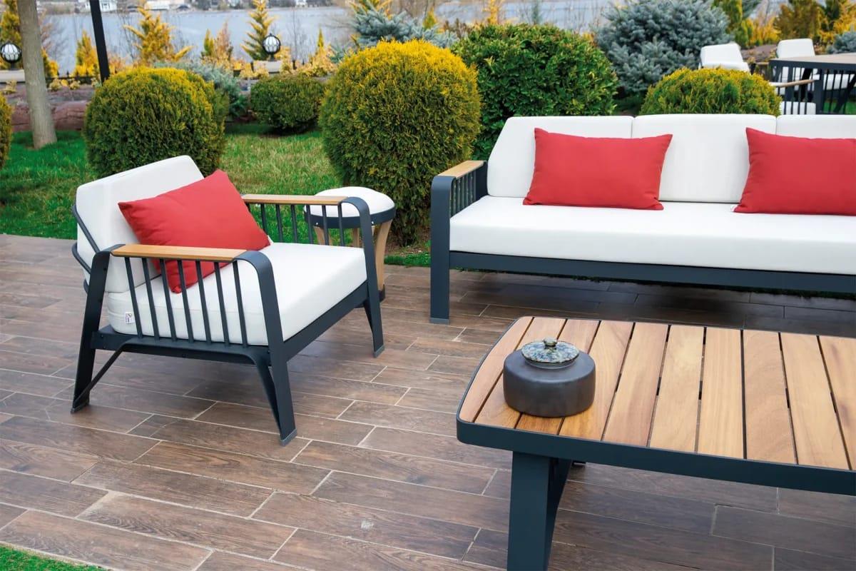 Best Garden Alüminyum Paslanmaz Bahçe Koltuk Takım Gri 3+1+1+ Masa+Puf