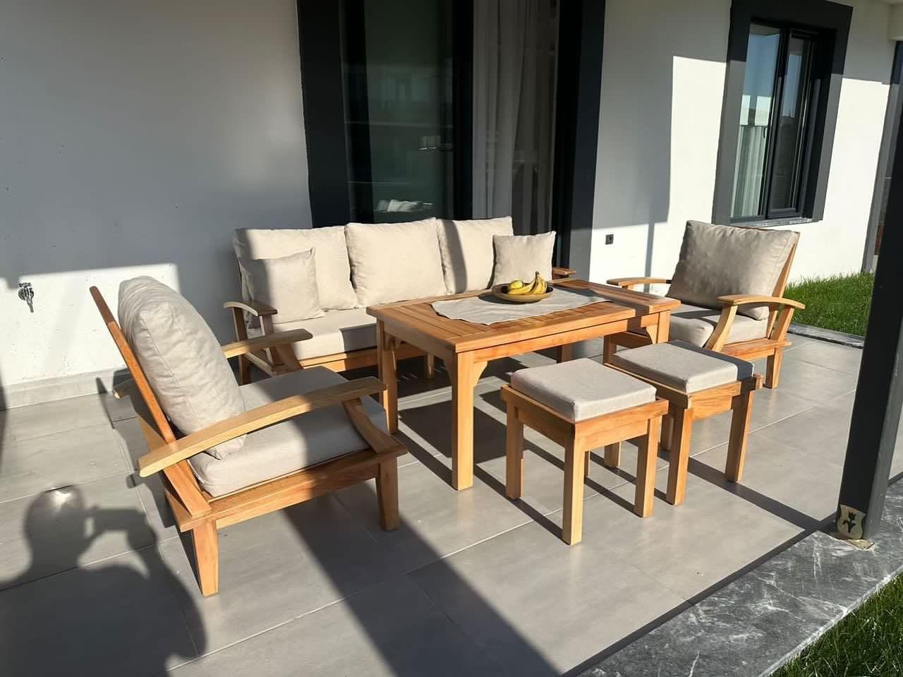 Best Garden İskandinav Model Ahşap Bahçe Koltuk Takım 3+1+1+ Masa