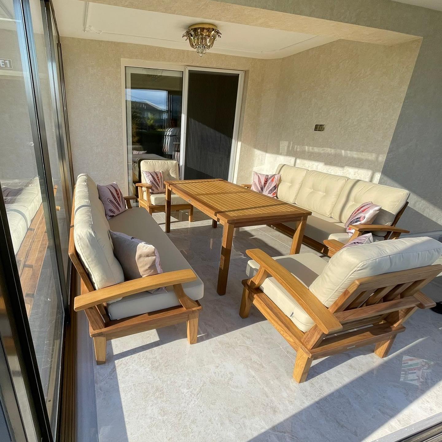 Best Garden İskandinav Model Ahşap Bahçe Koltuk Takım 3+1+1+ Masa