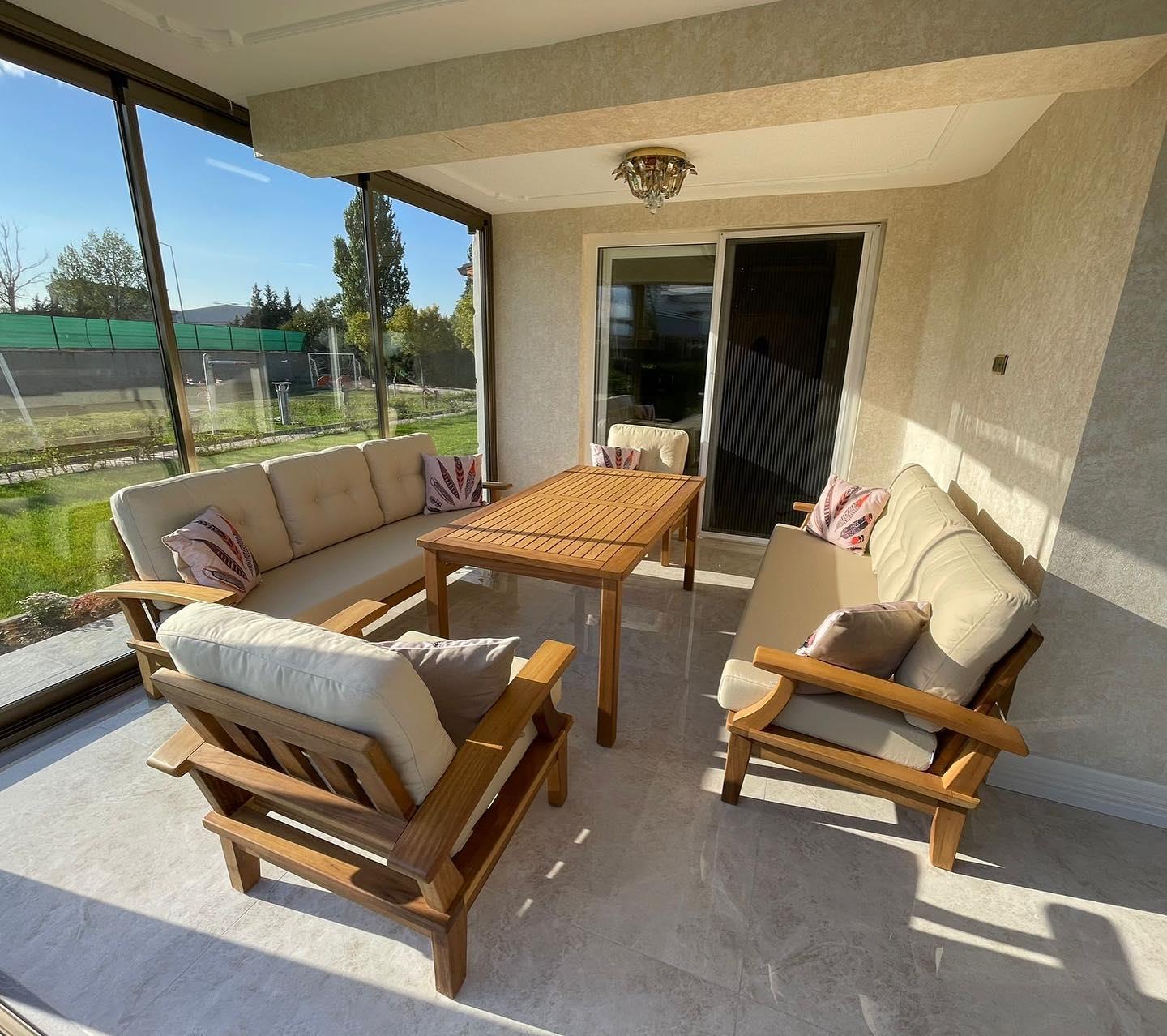 Best Garden İskandinav Model Ahşap Bahçe Koltuk Takım 3+1+1+ Masa