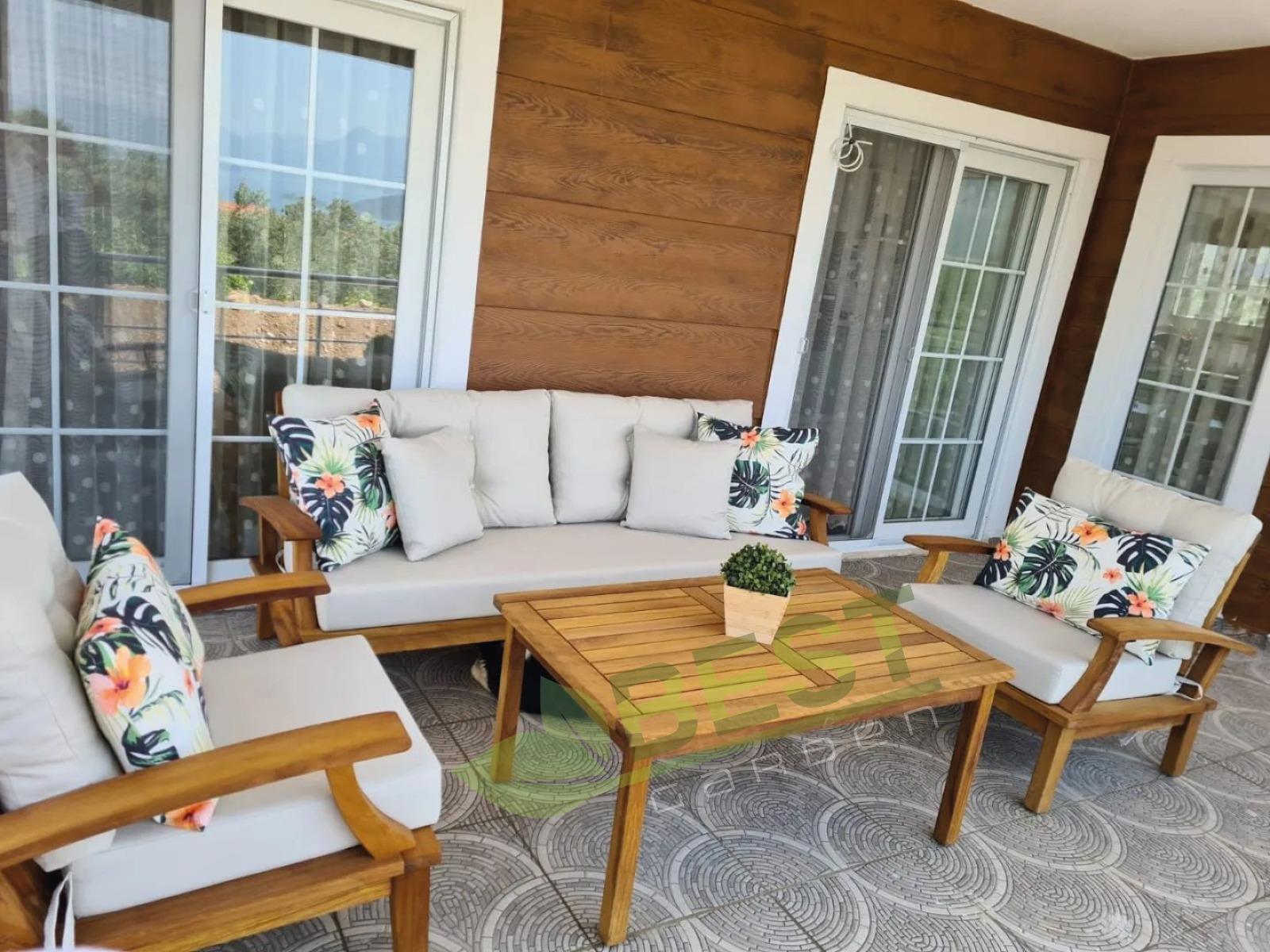 Best Garden İskandinav Model Ahşap Bahçe Koltuk Takım 3+1+1+ Masa