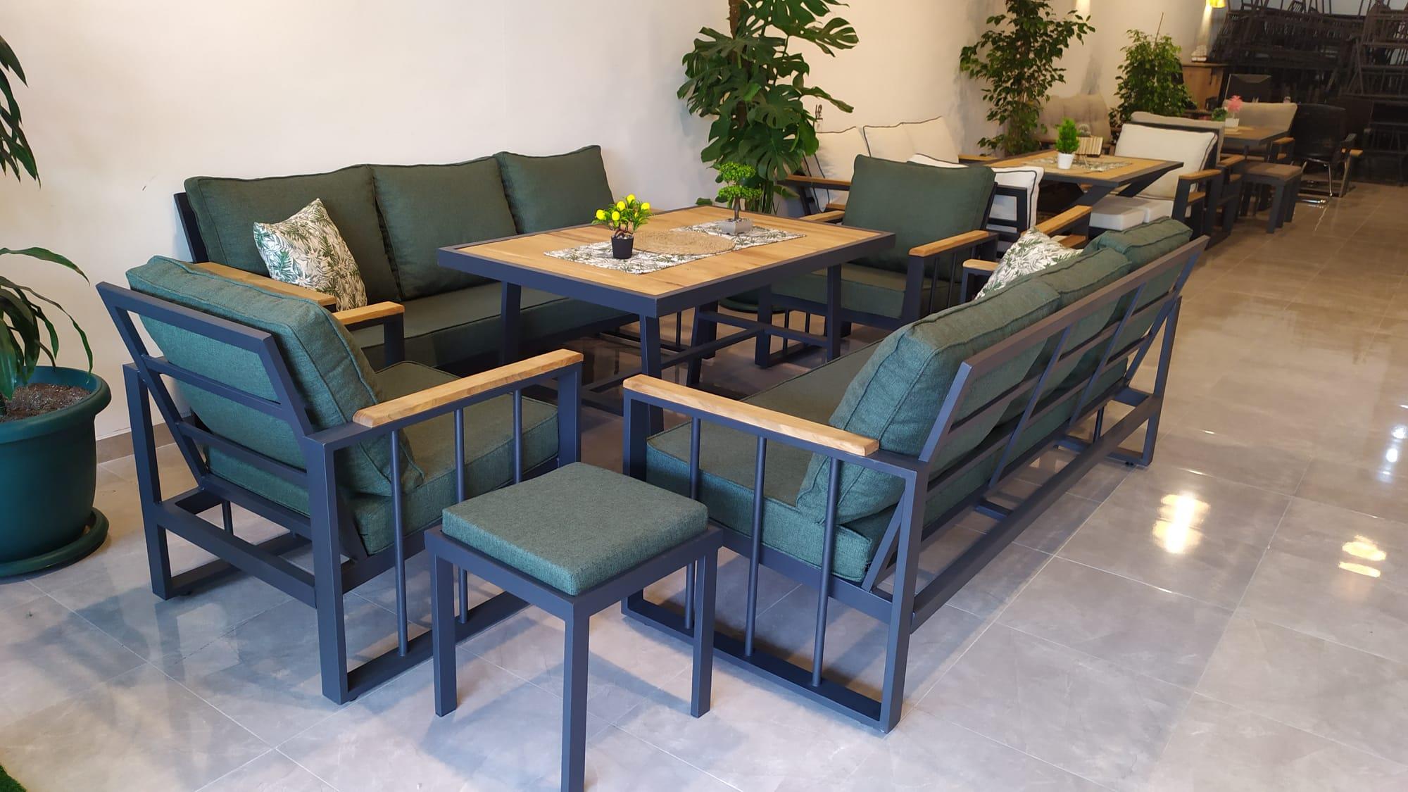 Best Garden Lina Model Alüminyum Paslanmaz Bahçe Koltuk Takım Beyaz 3+1+1+ Masa+2 Adet Puf