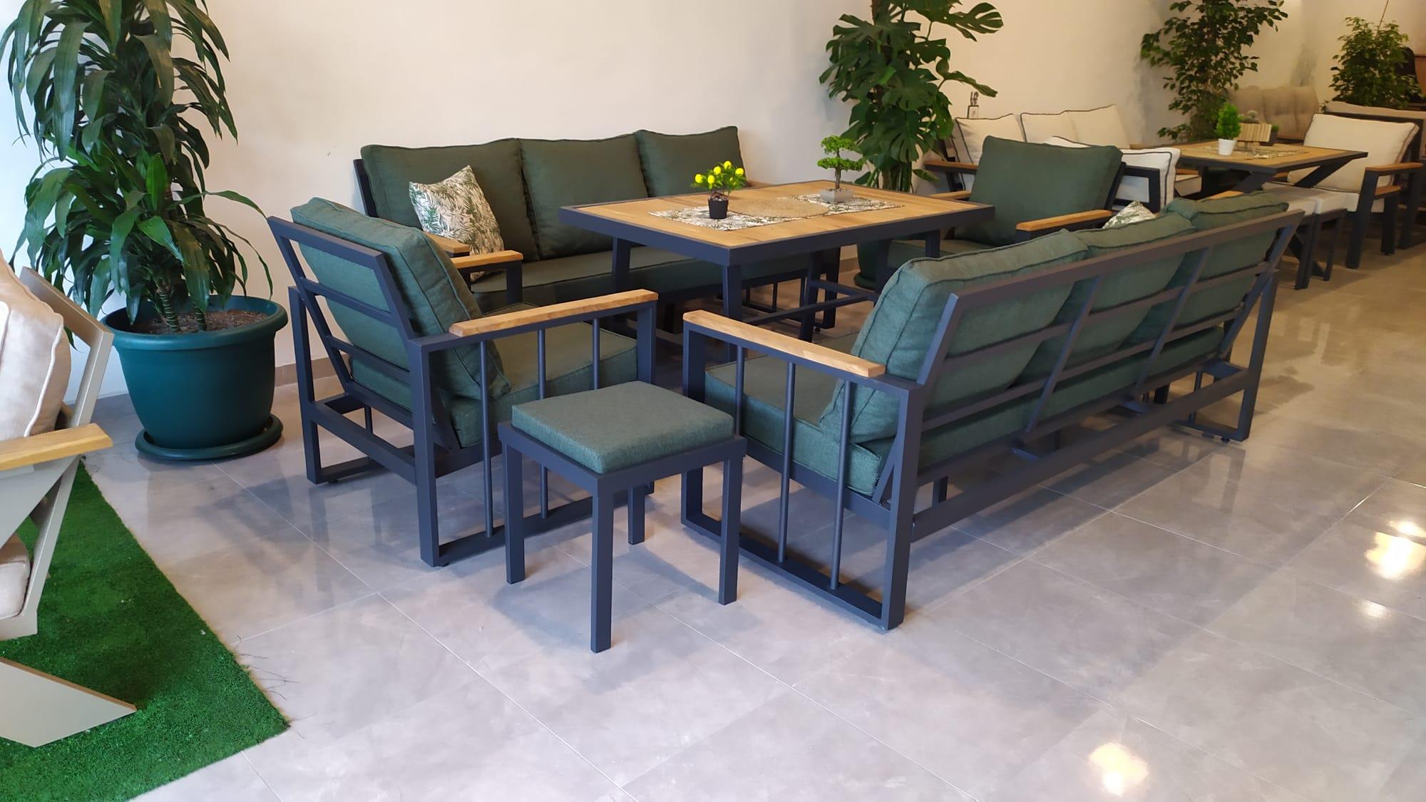 Best Garden Lina Model Alüminyum Paslanmaz Bahçe Koltuk Takım Beyaz 3+1+1+ Masa+2 Adet Puf