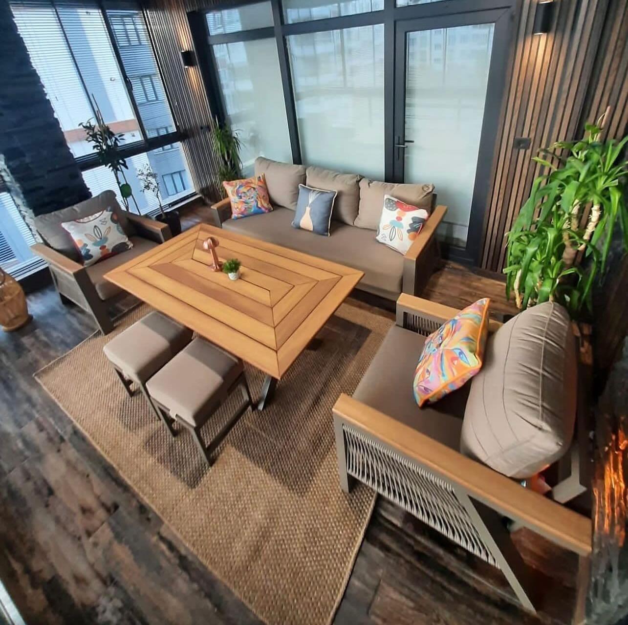 Best Garden Lizbon Örgülü Model Alüminyum Bahçe Koltuk Takım 3+1+1+ Masa