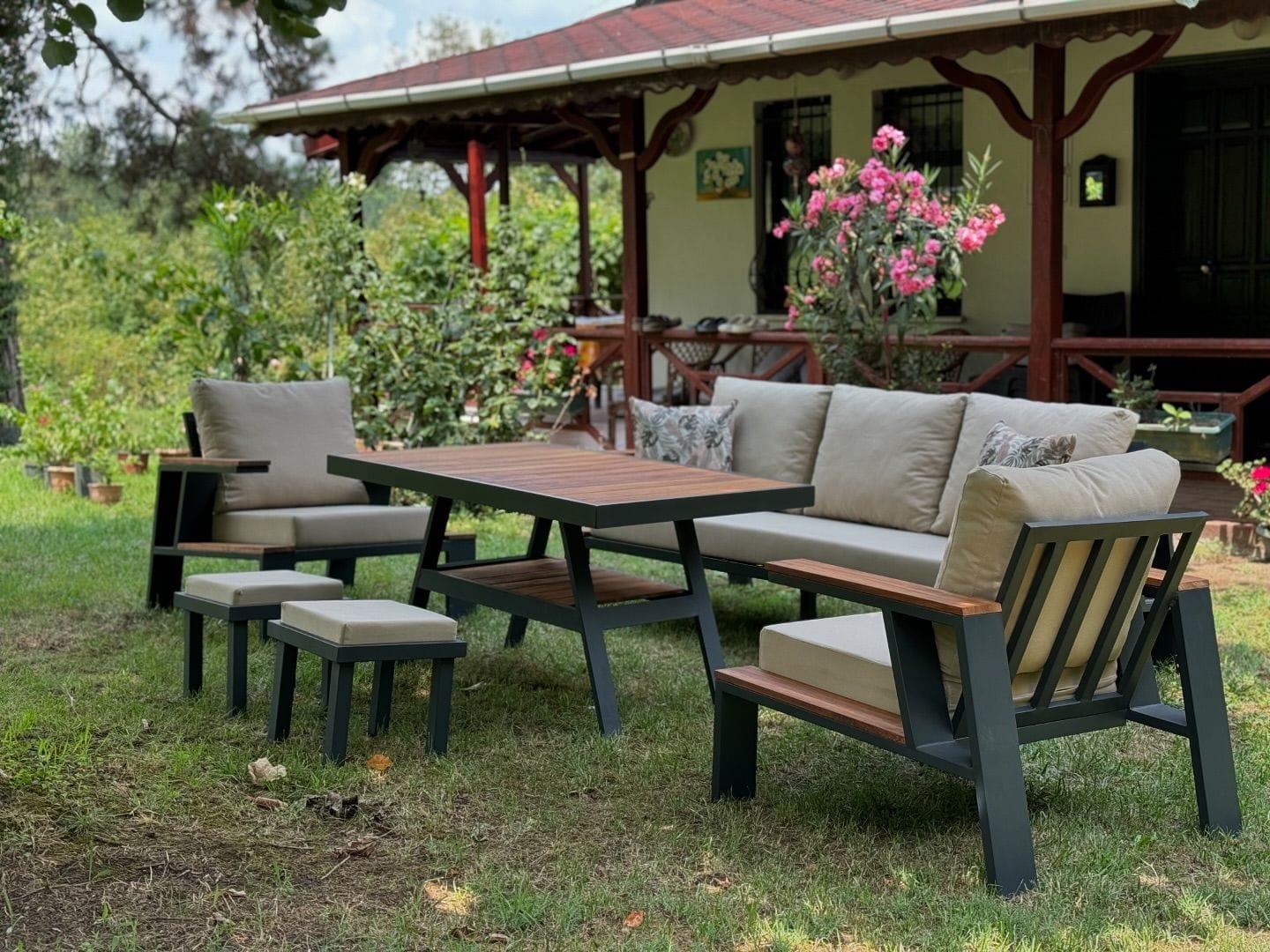 Best Garden Okyanus 2 Model Alüminyum Bahçe Koltuk Takım 3+1+1+ Masa