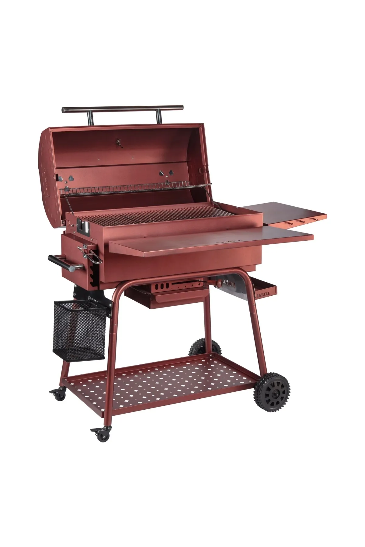 IGRILL Tekerlekli Kapaklı Kömürlü Mangal Isıya Dayanıklı Büyük Paslanmaz 1. Sınıf Barbekü Seti