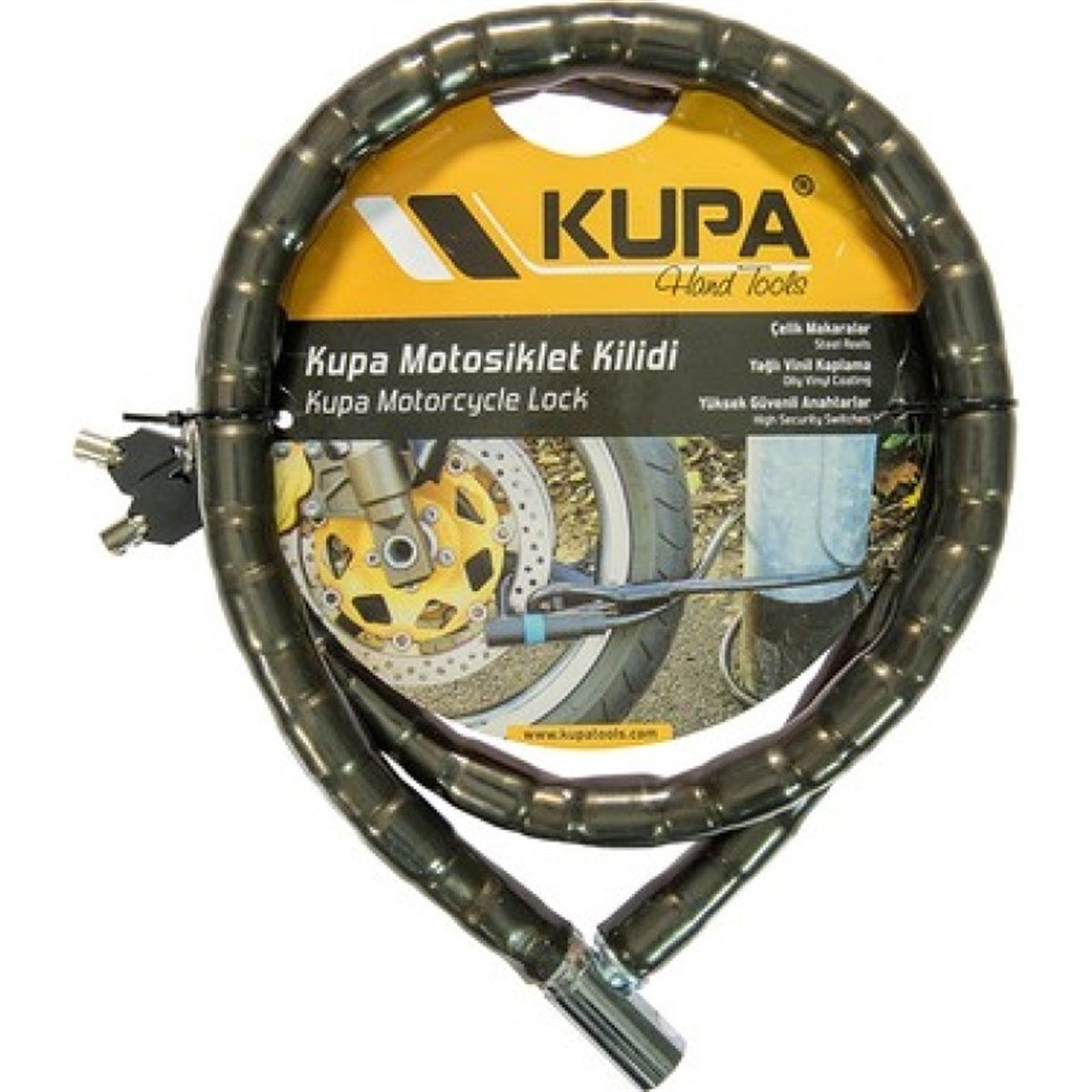 Kupa Kup8167 Motosiklet Kilidi 22 X 1500 Mm Çelik Makaralı