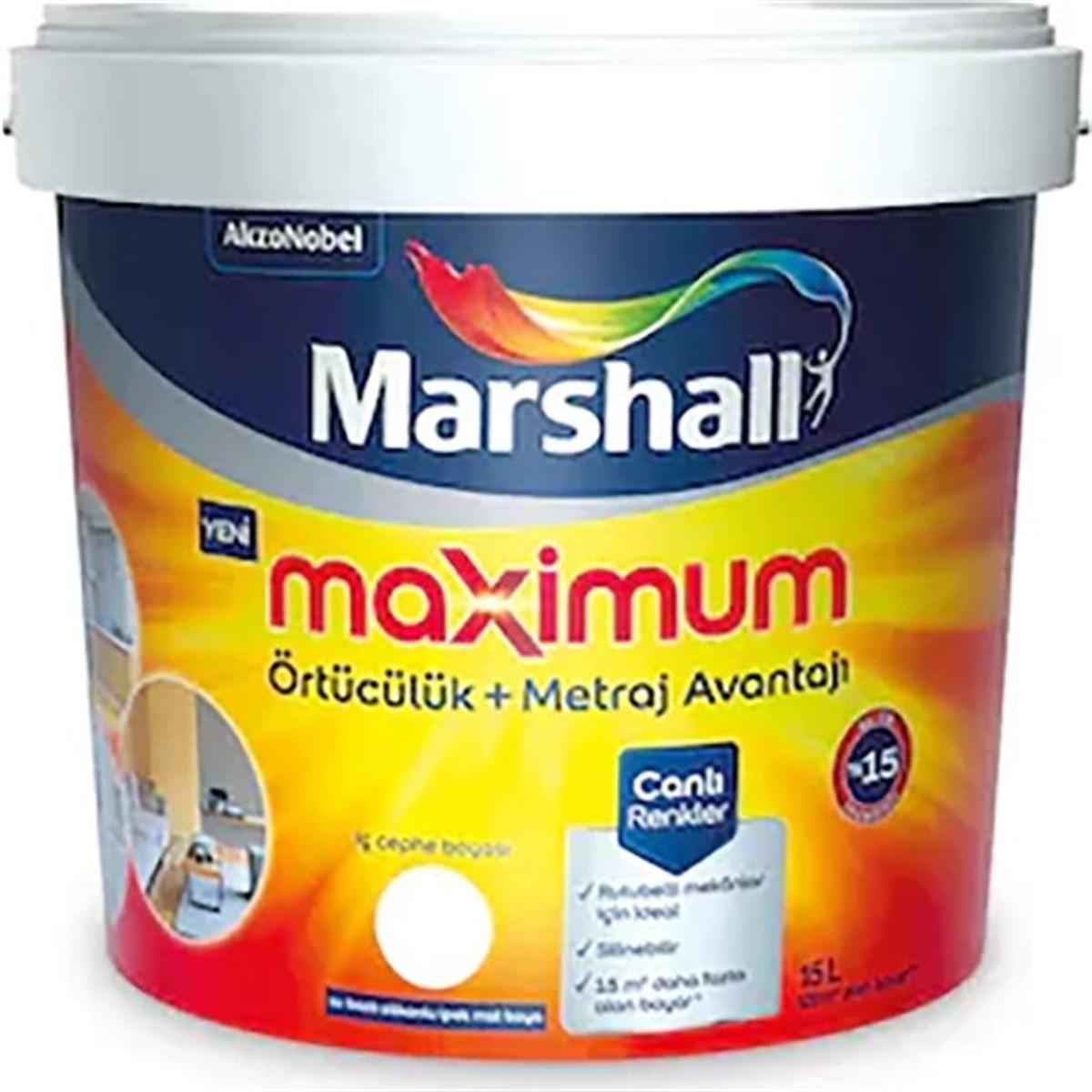 Marshall Maximum Silikonlu İpek Mat Silinebilir İç Cephe Boyası