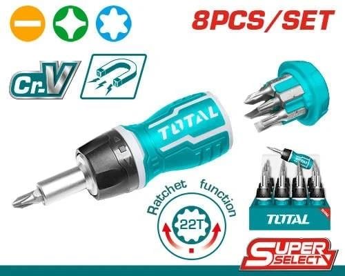 Total 8 Parça Cırcırlı Bits Uçlu Tornavida