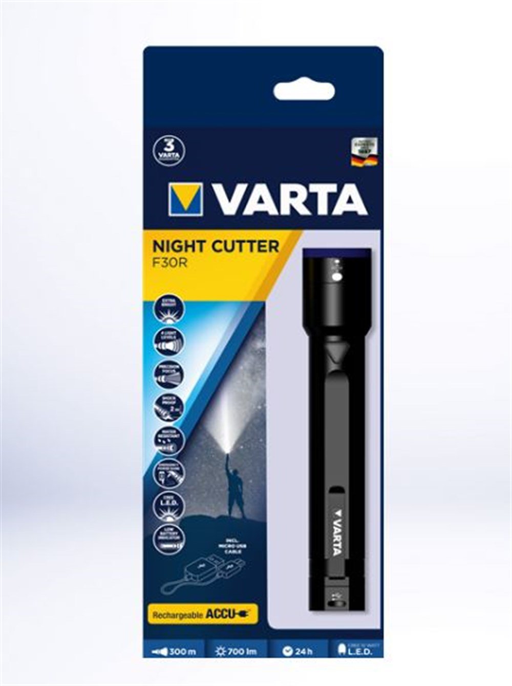 Varta Night Cutter F30R Şarj Edilebilir Premium Fener 1 Adet