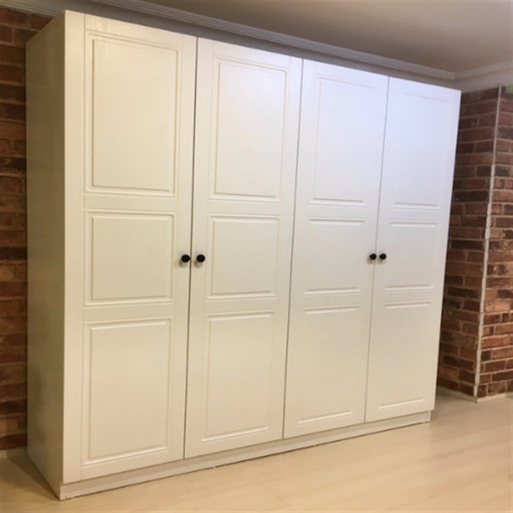 4 kapaklı MDF gardrop beyaz 