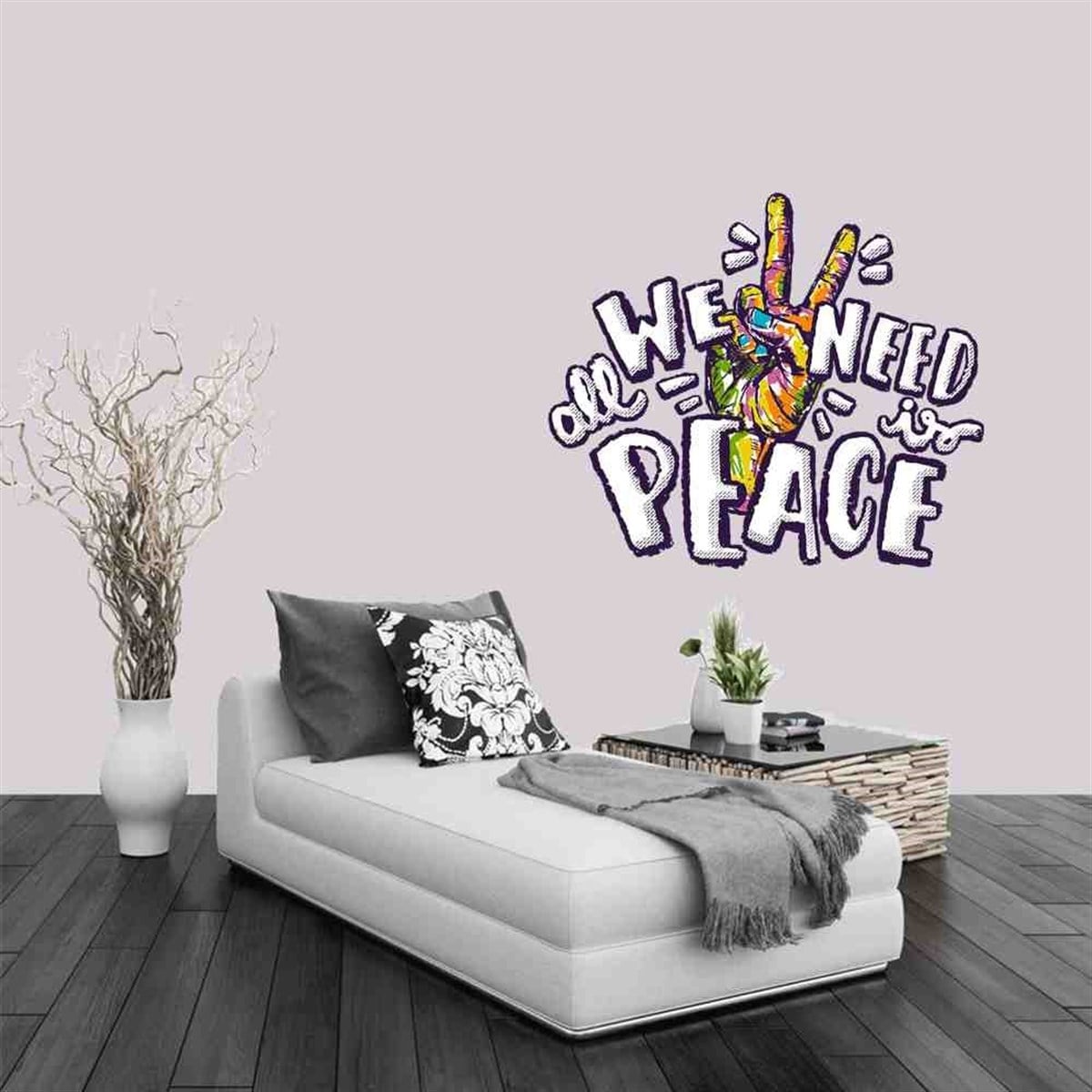 All We Need Peace Barış Duvar Etiketi 
