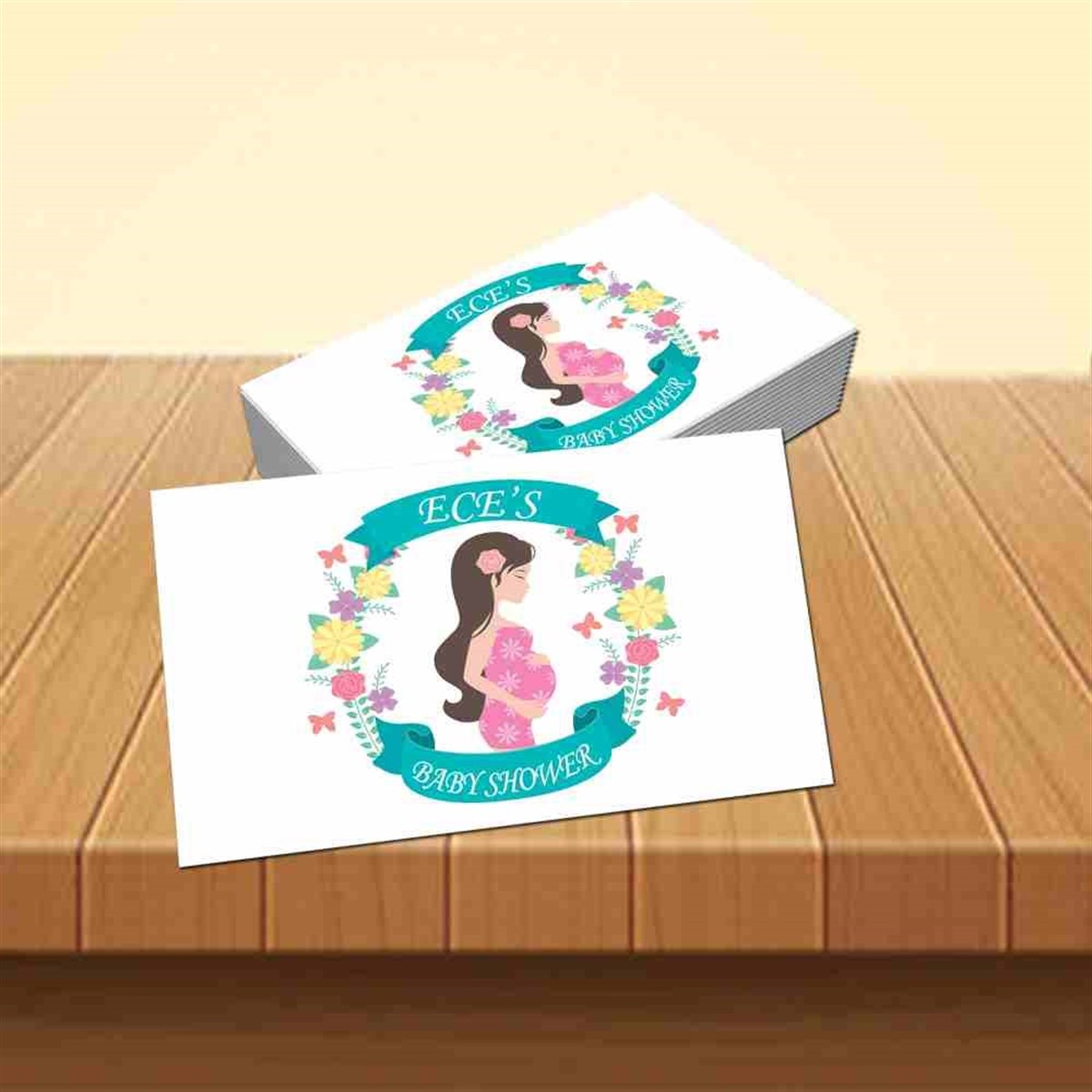 Baby Shower  Mavi Çicekli Konsepti Buzdolabı Magneti 
