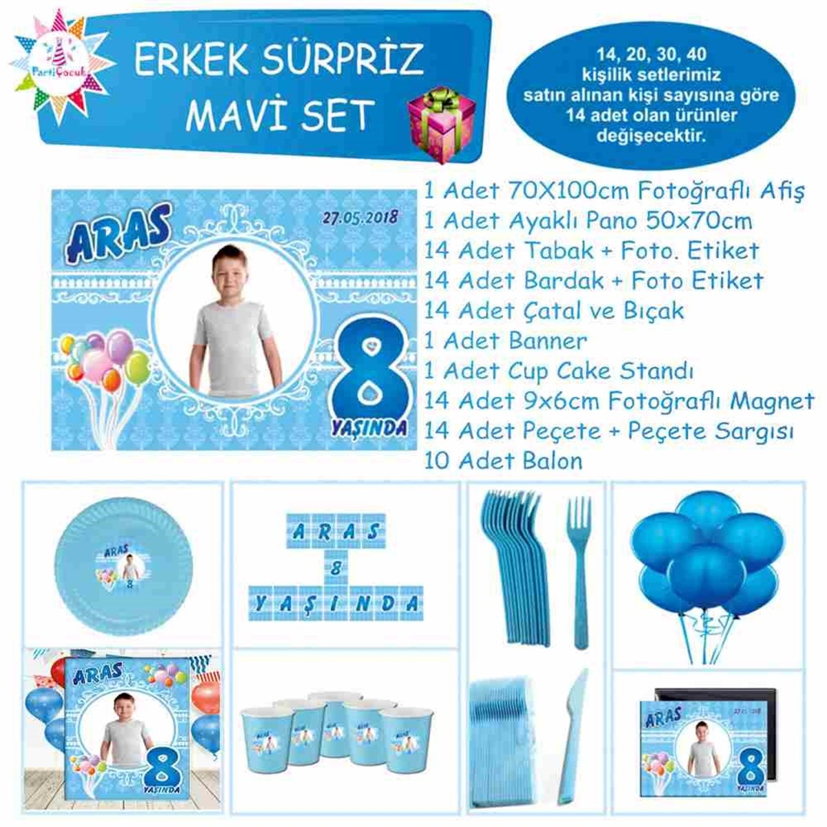 Balonlu Parti Süsleri Seti Süpriz Set 