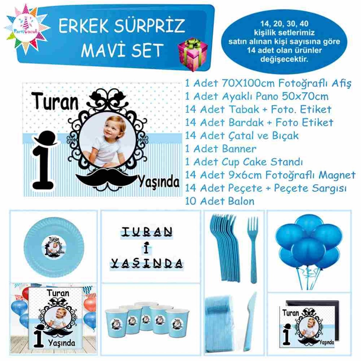 Bıyık Temalı Parti Süslemesi Süpriz Set 