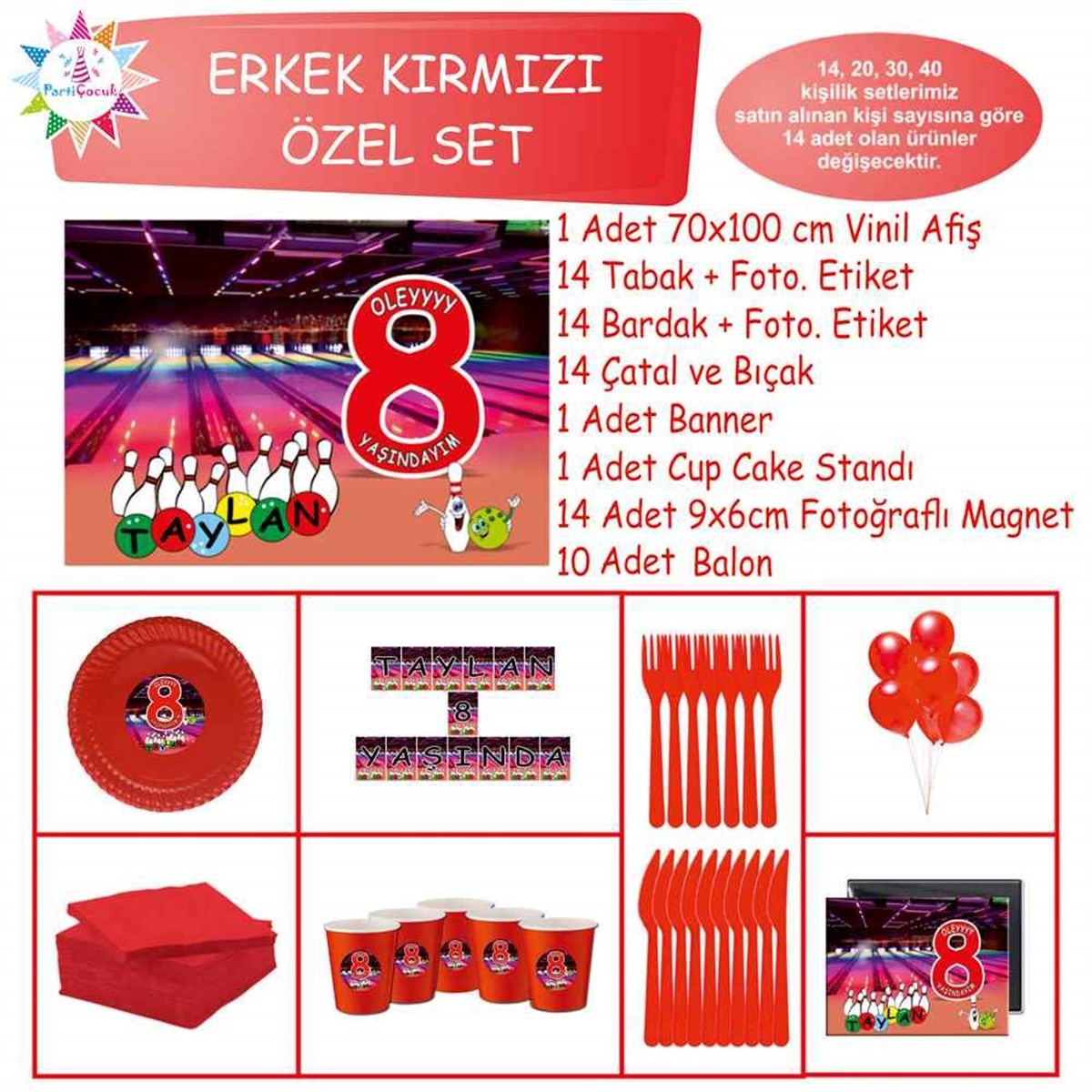 Bowling Süslemeli Parti Malzemeleri Özel Set 