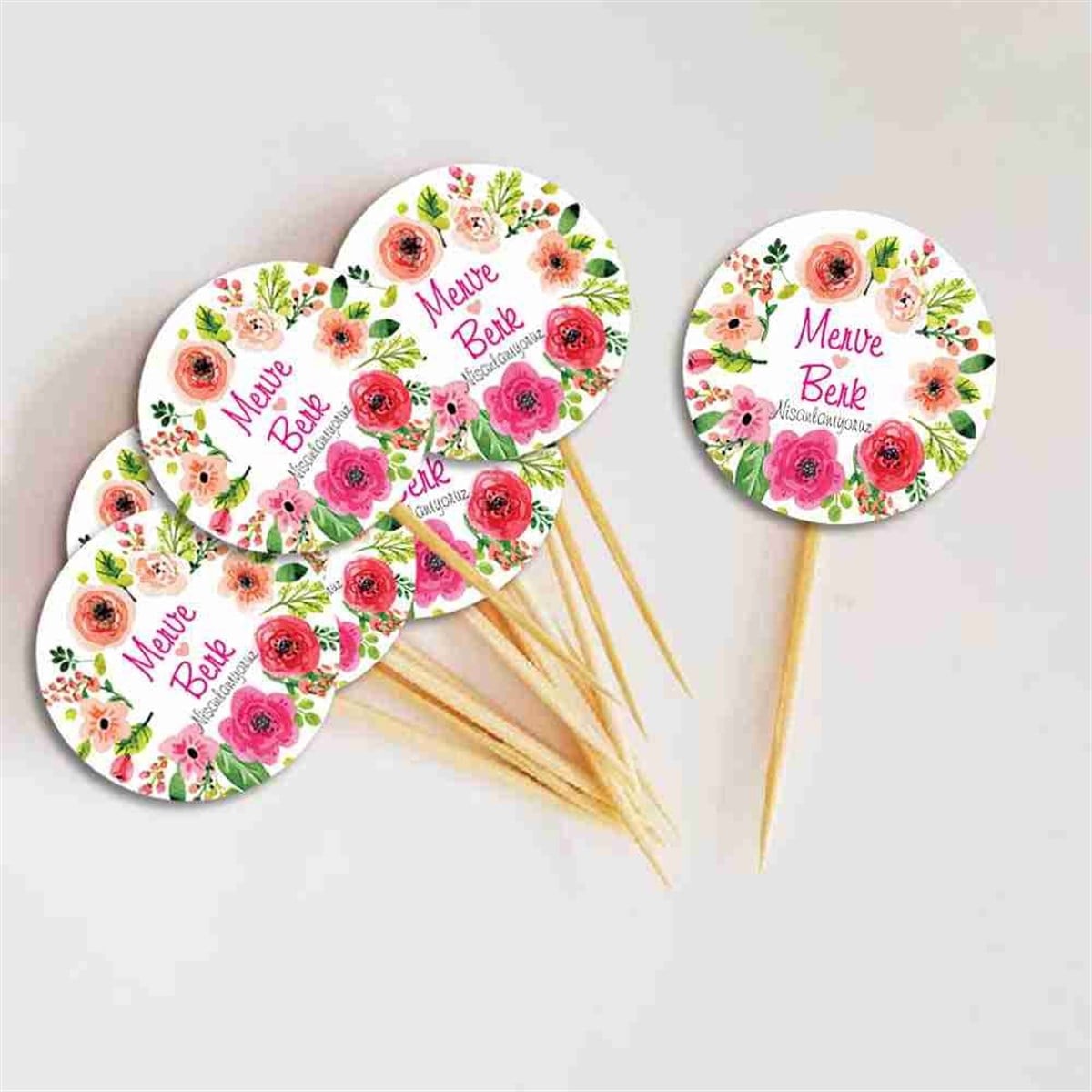 Çiçekli Muffin Cupcake Kürdan 