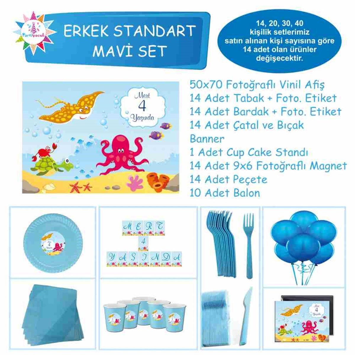 Deniz Temalı Parti Malzemeleri Standart Set 