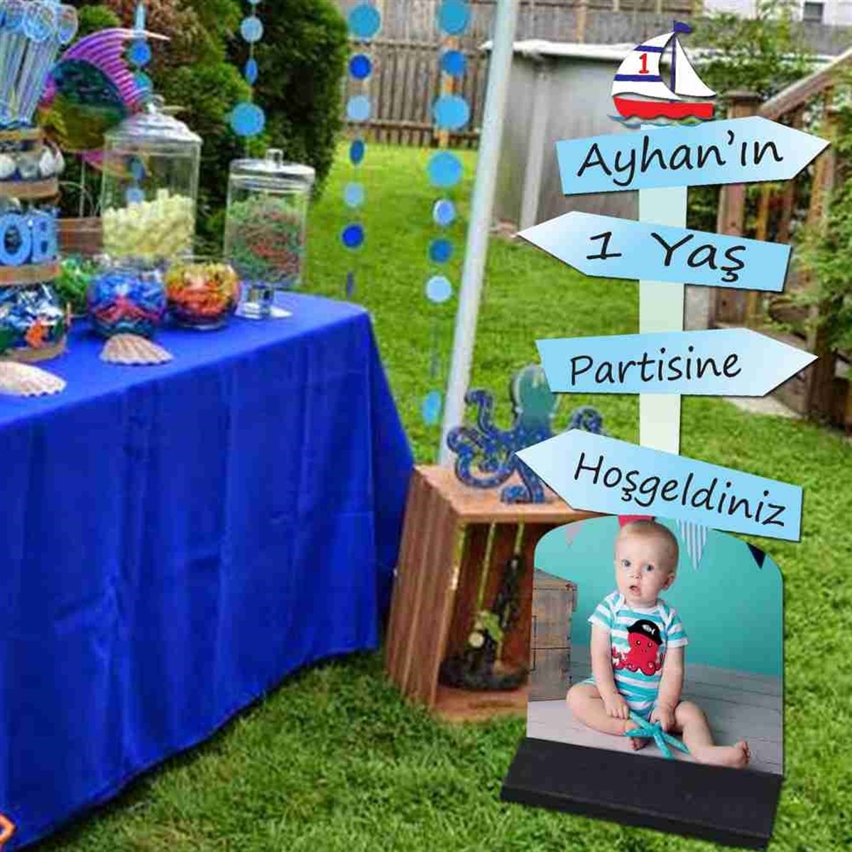 Denizci Konsepti Kişiye Özel Oklu Pano 