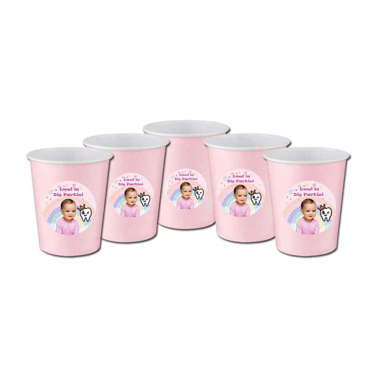 Diş Buğdayı Pembe Diş Fırçalı Melekli Bardak 5 Adet 