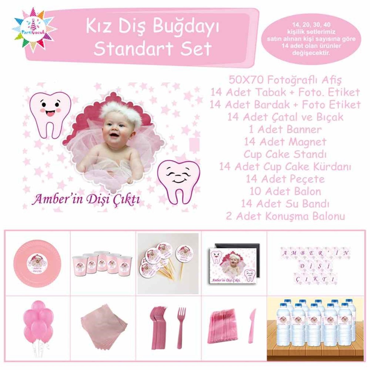 Diş Buğdayı Utangaç Mor Diş Parti Seti Standart Set 