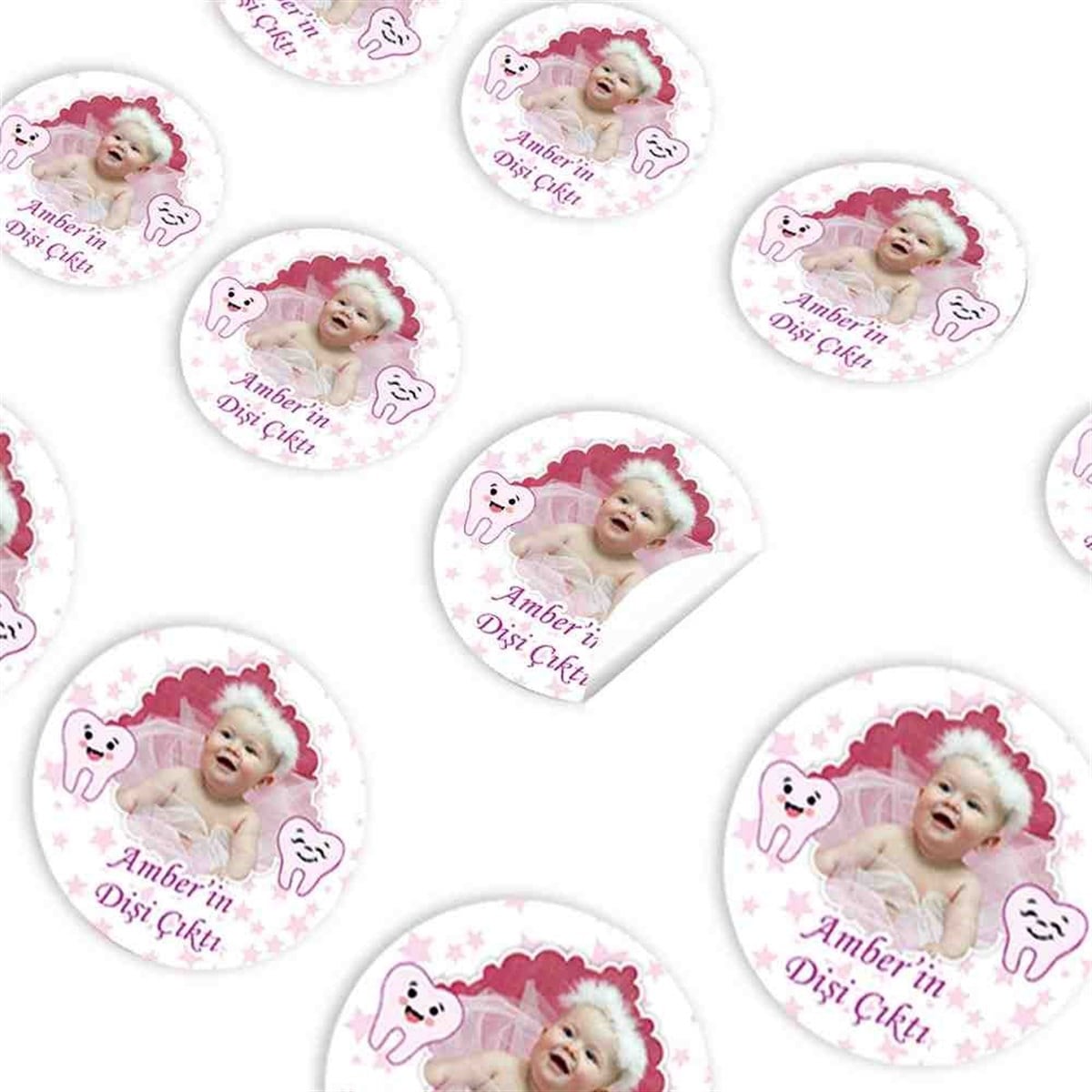 Diş Buğdayı Utangaç Mor Diş Parti Seti Sticker 30 Adet 