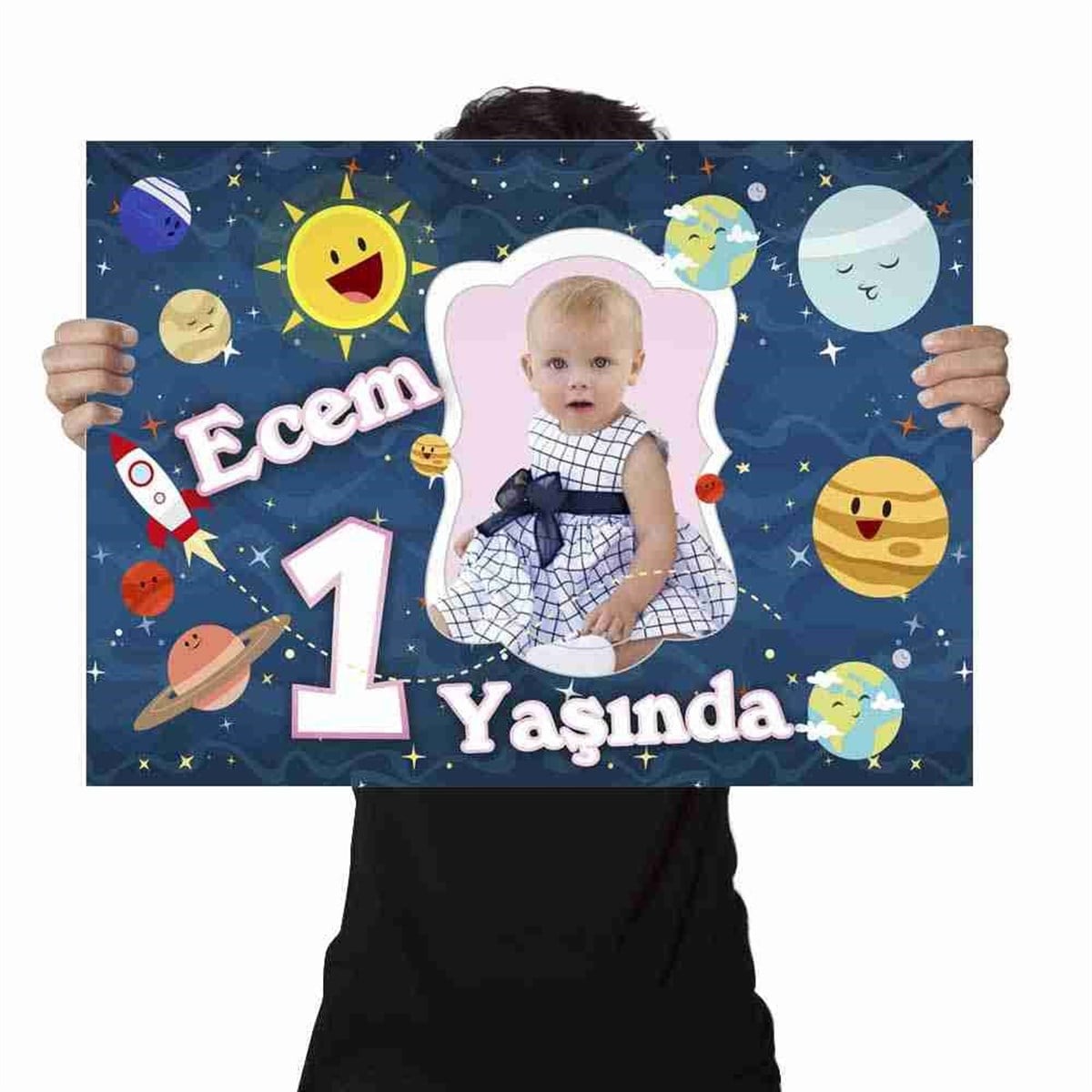 Doğum Günü Afişi Uzay Konsept 