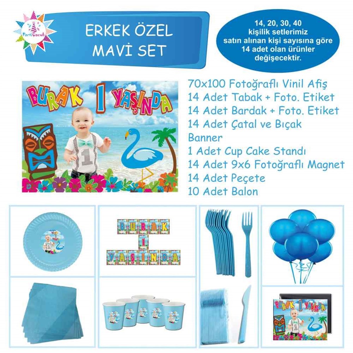 Filamingo Tema Resimli İsimli Özel Set 