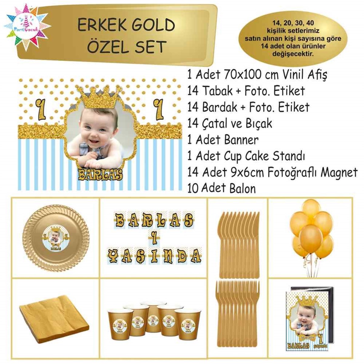 Gold Puantiyeli Konsept Özel Set 