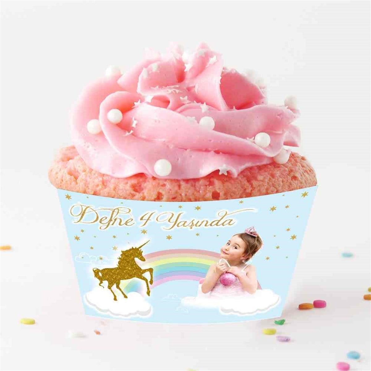 Gold Unicorn Cupcake Sargısı 