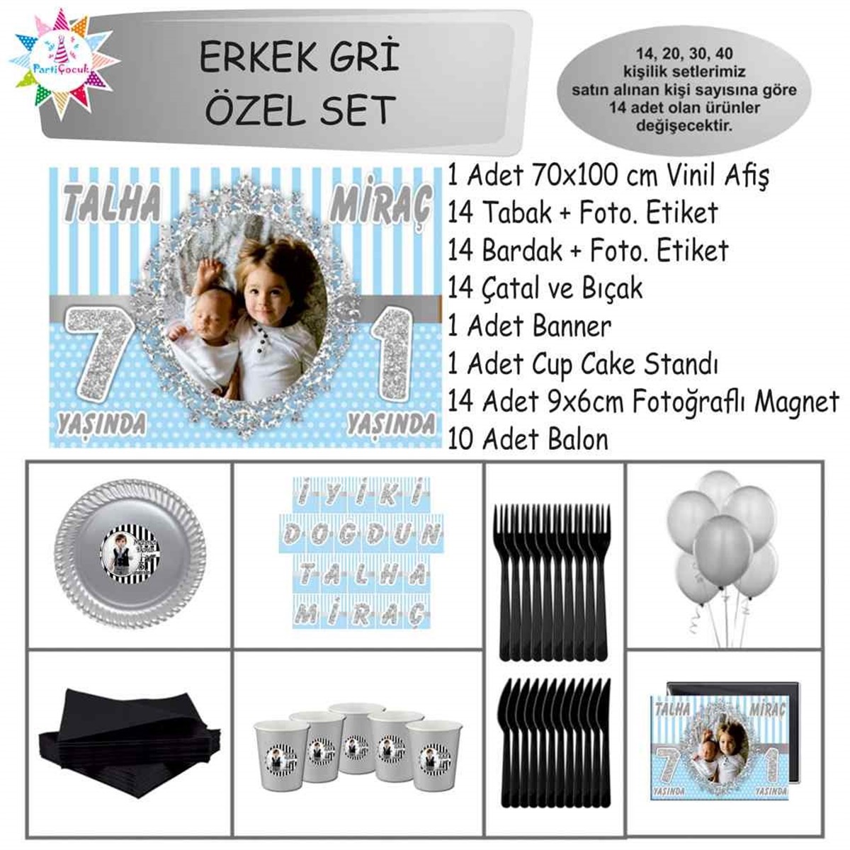 Gümüş Yaldız Tema Parti Özel Set 