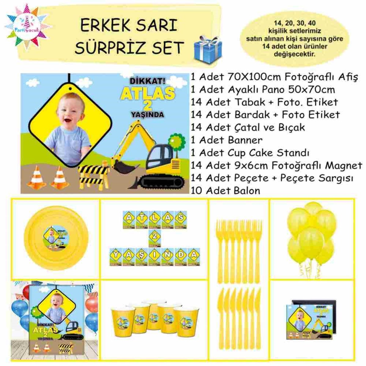İnşaat Temalı Kişiye Özel Parti Süpriz Set 
