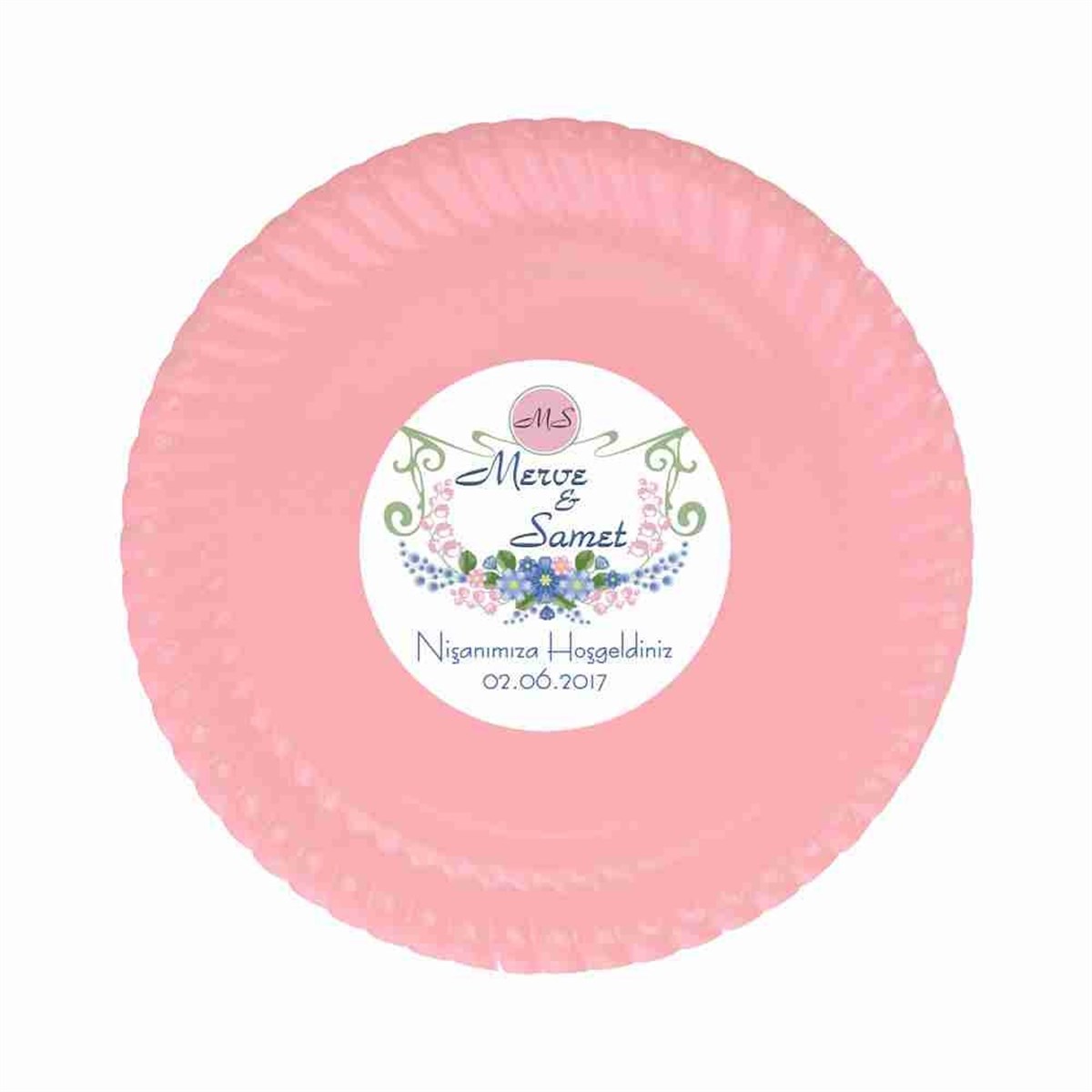 İsimli Nişan Stickerlı Tabak 