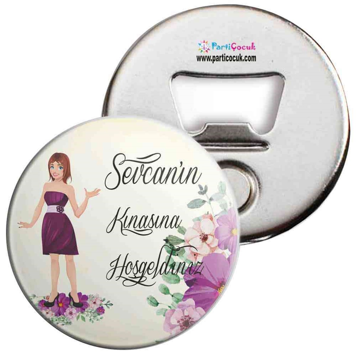 Kına Partisi Çiçekli Desenli Magnet Açacak  
