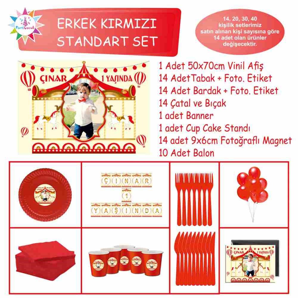 Kırmızı Atlı Karınca Konsept Süsleri Standart Set 