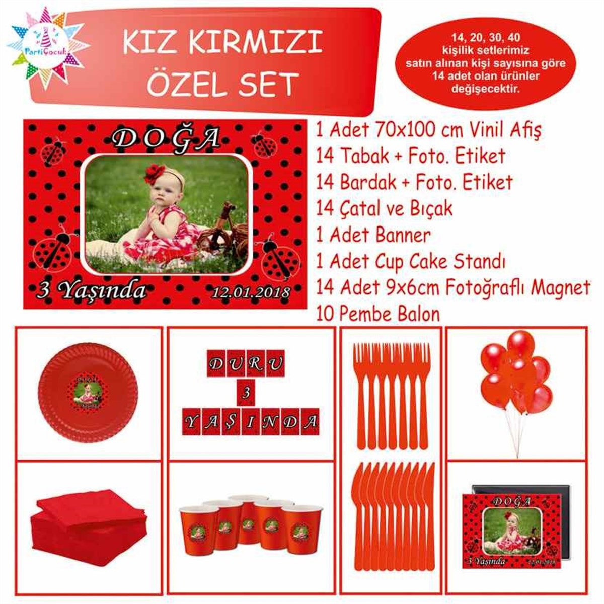 Kırmızı Puantiyeli Uğur Böceği Konsept Özel Set 