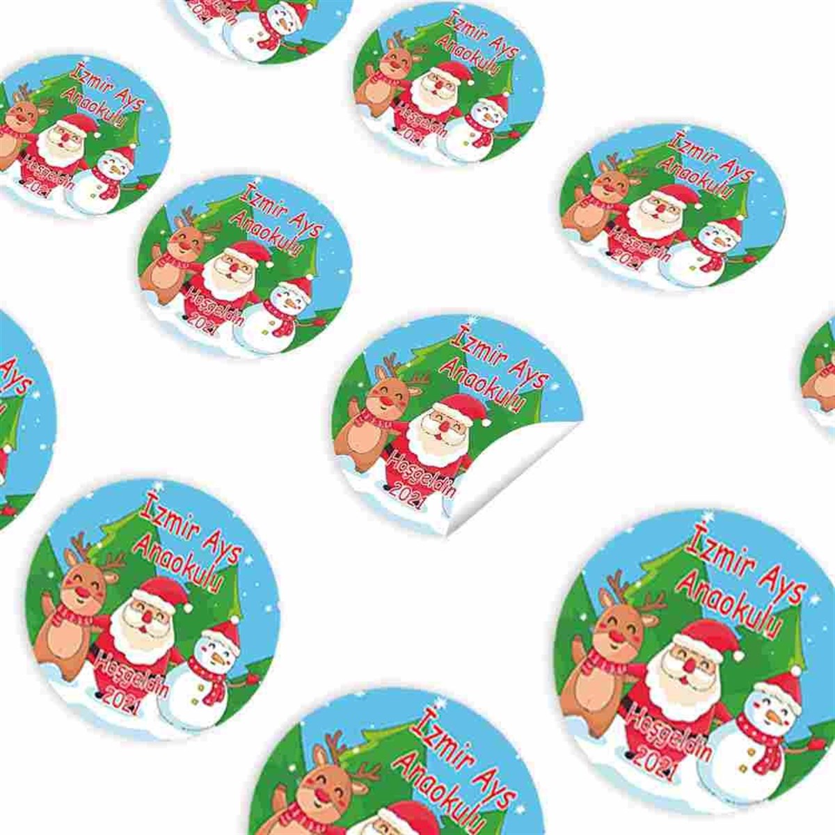 Kuruma Özel Yılbaşı Yapışkanlı Sticker 30 Adet 