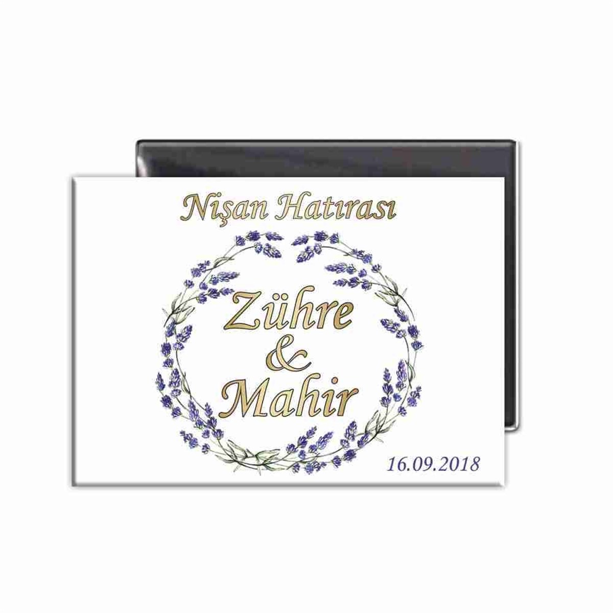 Lavantalı Nişan Konsepti Dağıtmalık Magnet 