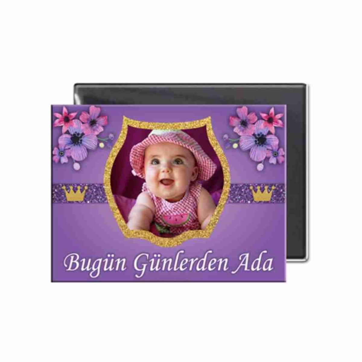 Mor Çiçekli Buzdolabı Magneti  
