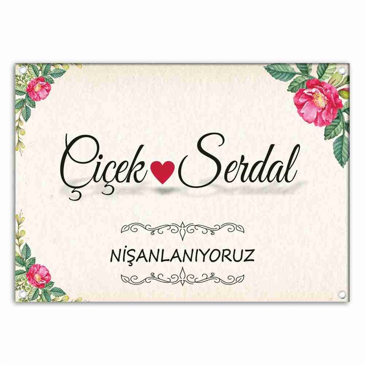 Nişan Çiçekli Baskılı Afiş 