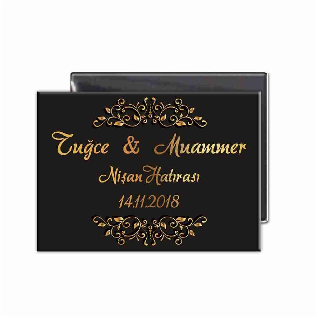 Nişan Hatırası Magnet Gold Siyah  