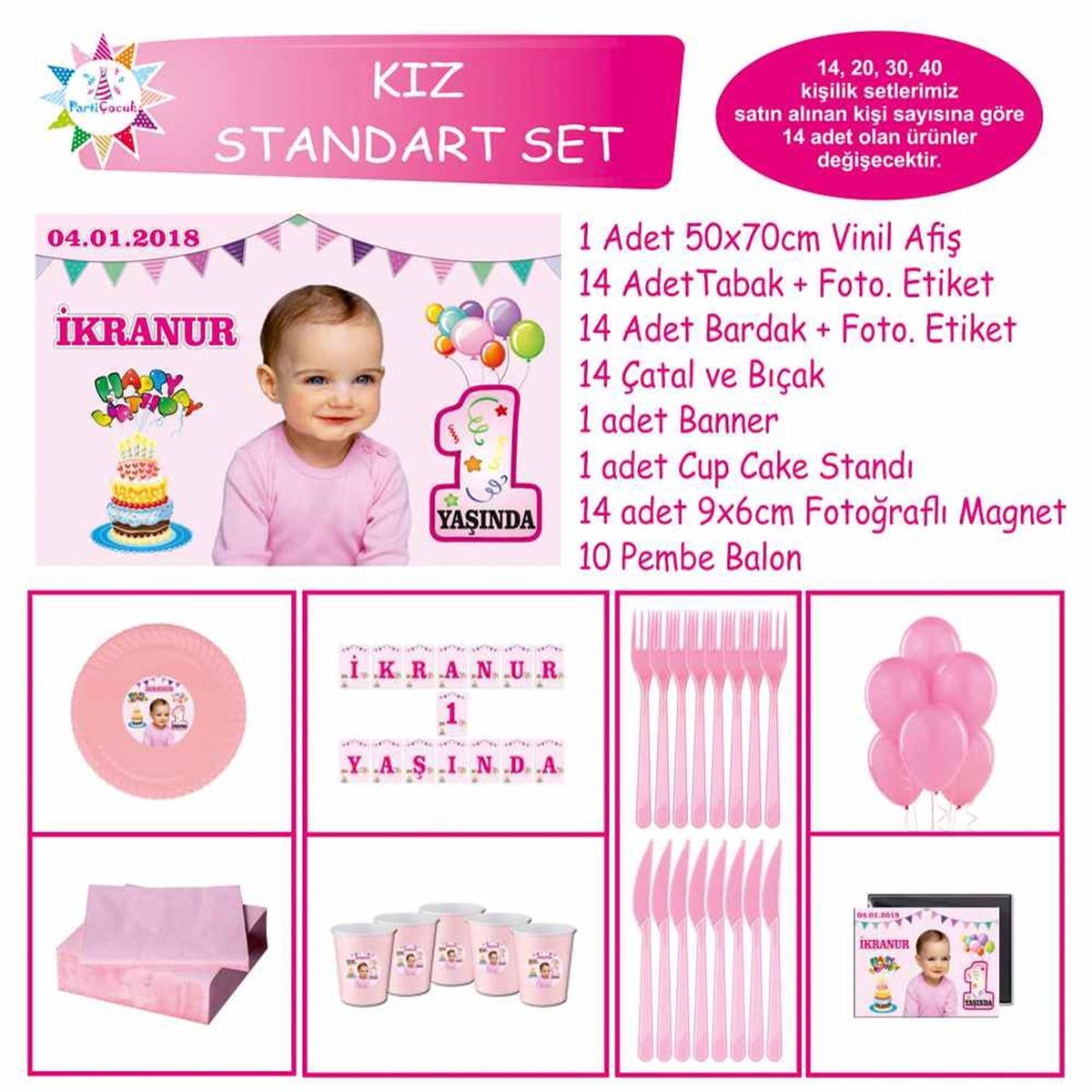 Pastalı Balonlu Konsept Standart Set 