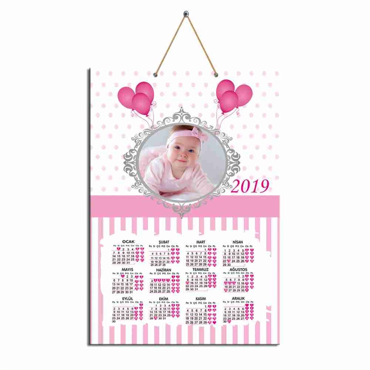 Pembe Balon Karton Takvim   