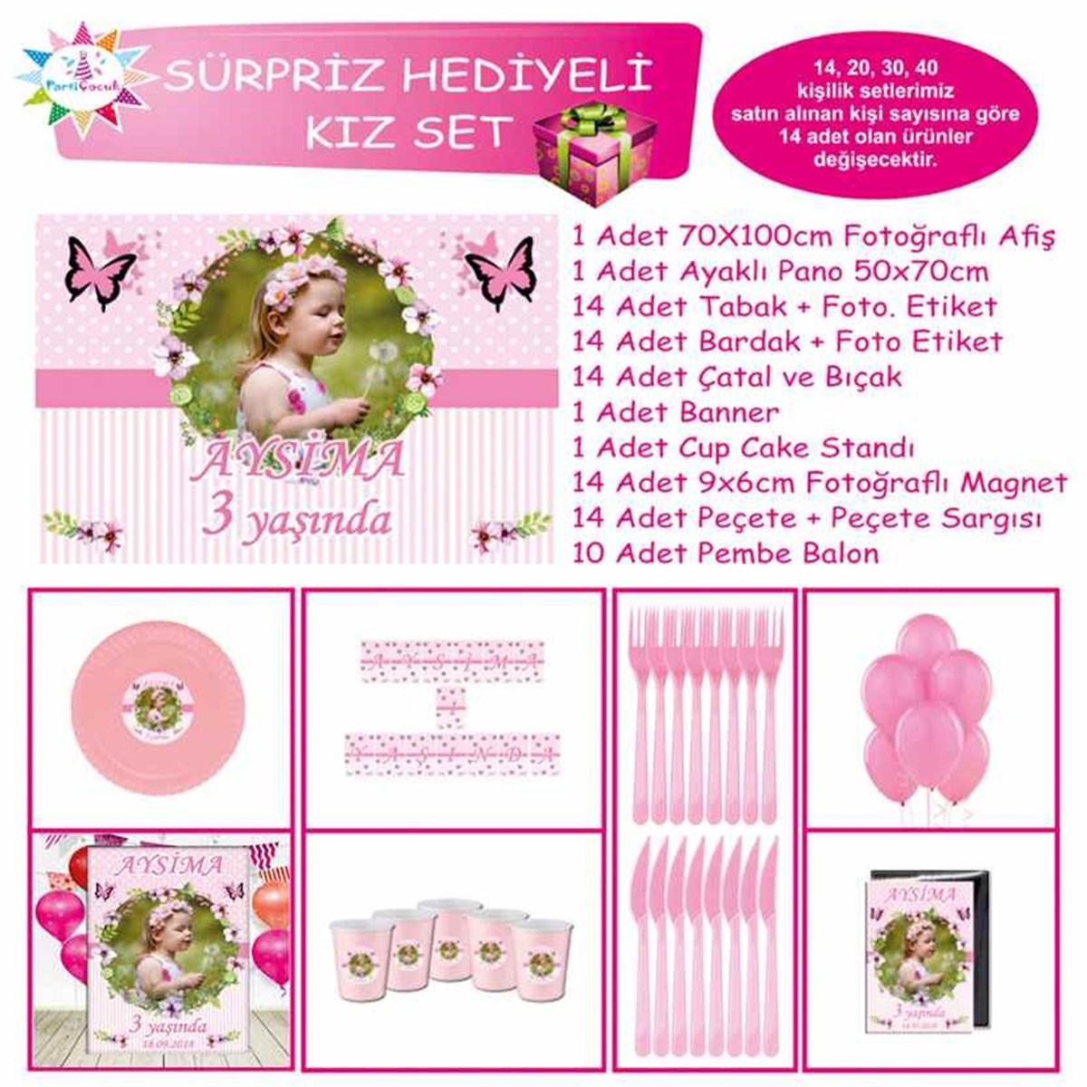 Pembe Puantiyeli Konsept Sürpriz Set  