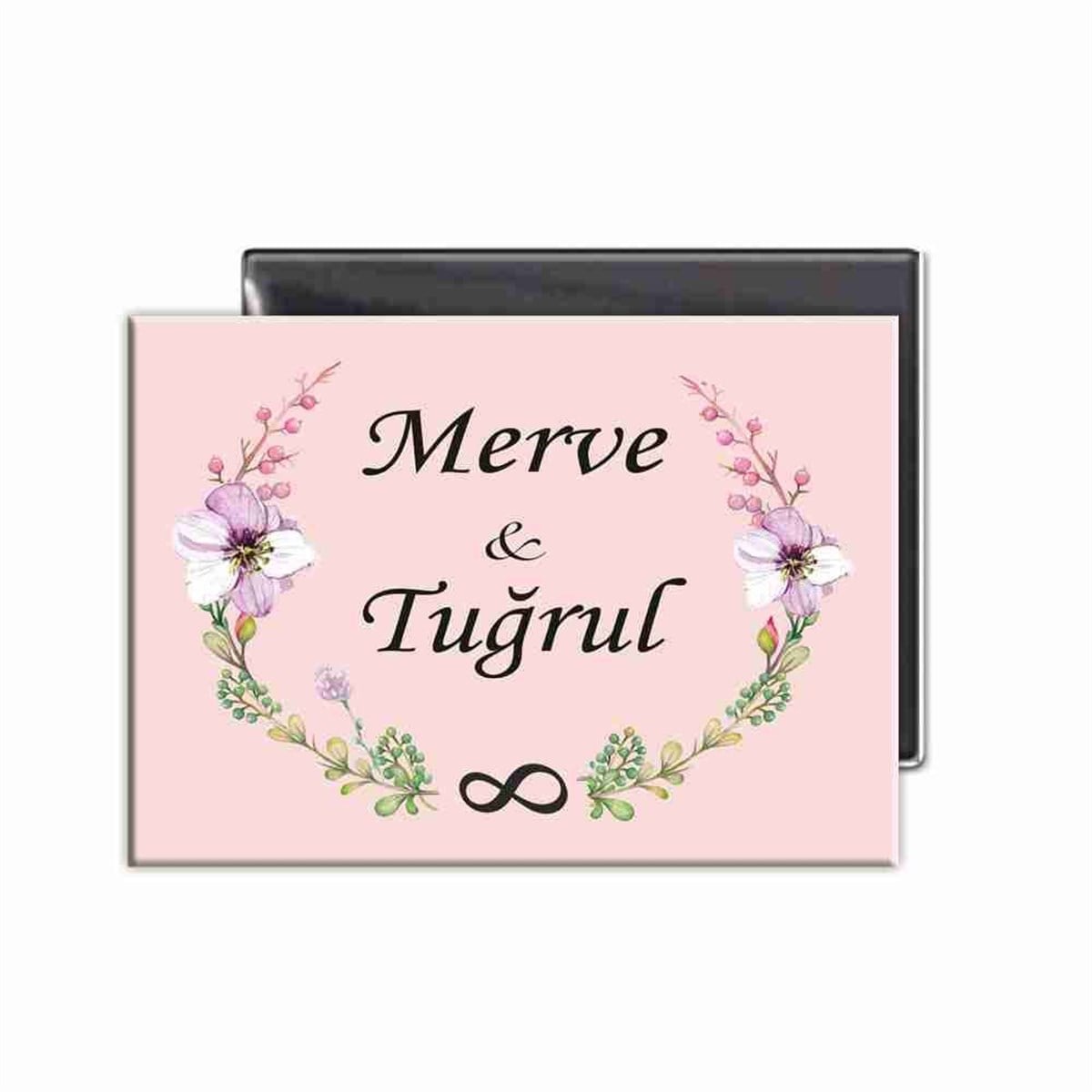 Pembe Zeminli Kişiye Özel Magnet 