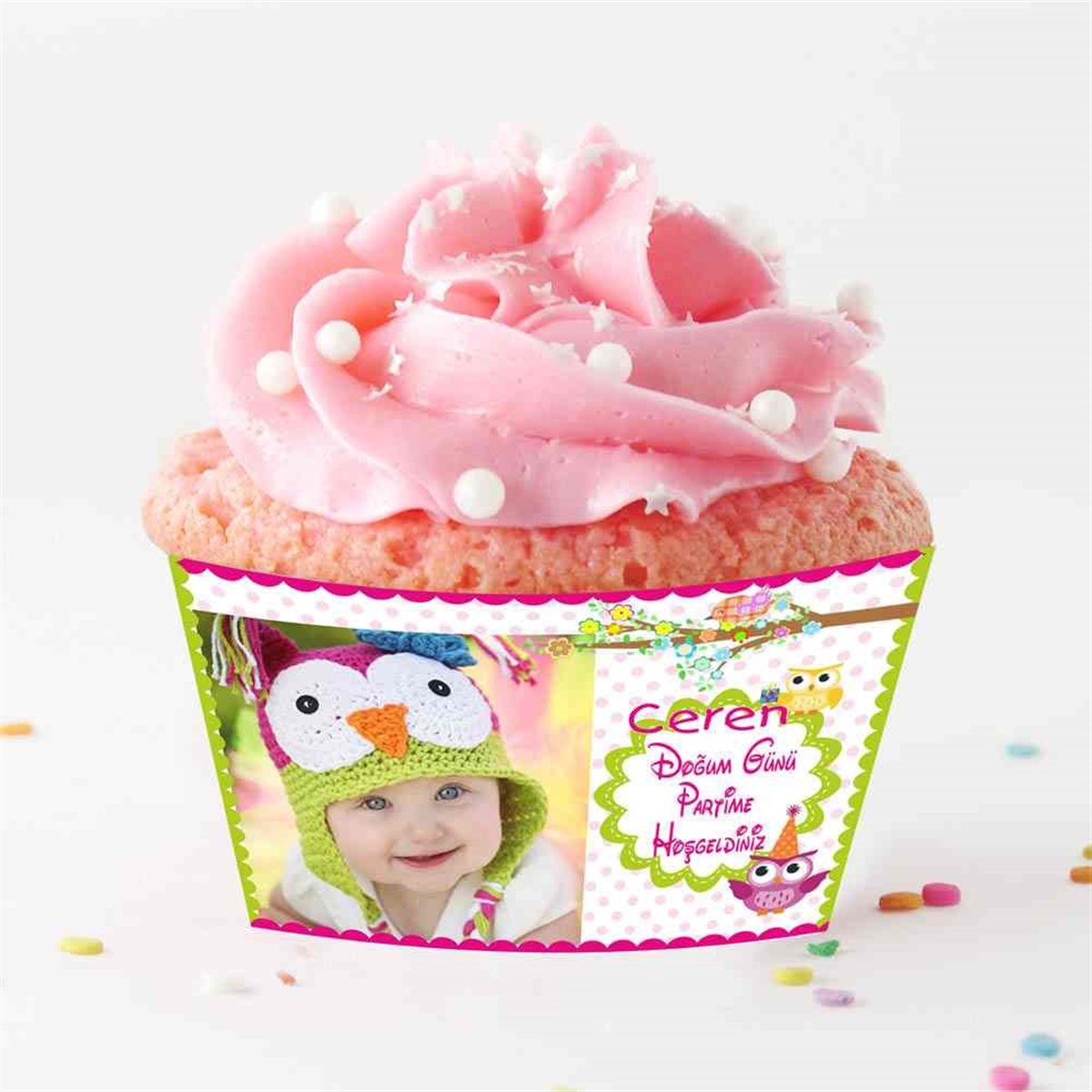 Renkli Baykuş Cupcake Sargısı  